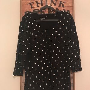 Lane Bryant Polka Dot Black Shirt 3/4 Sleeve 18/20